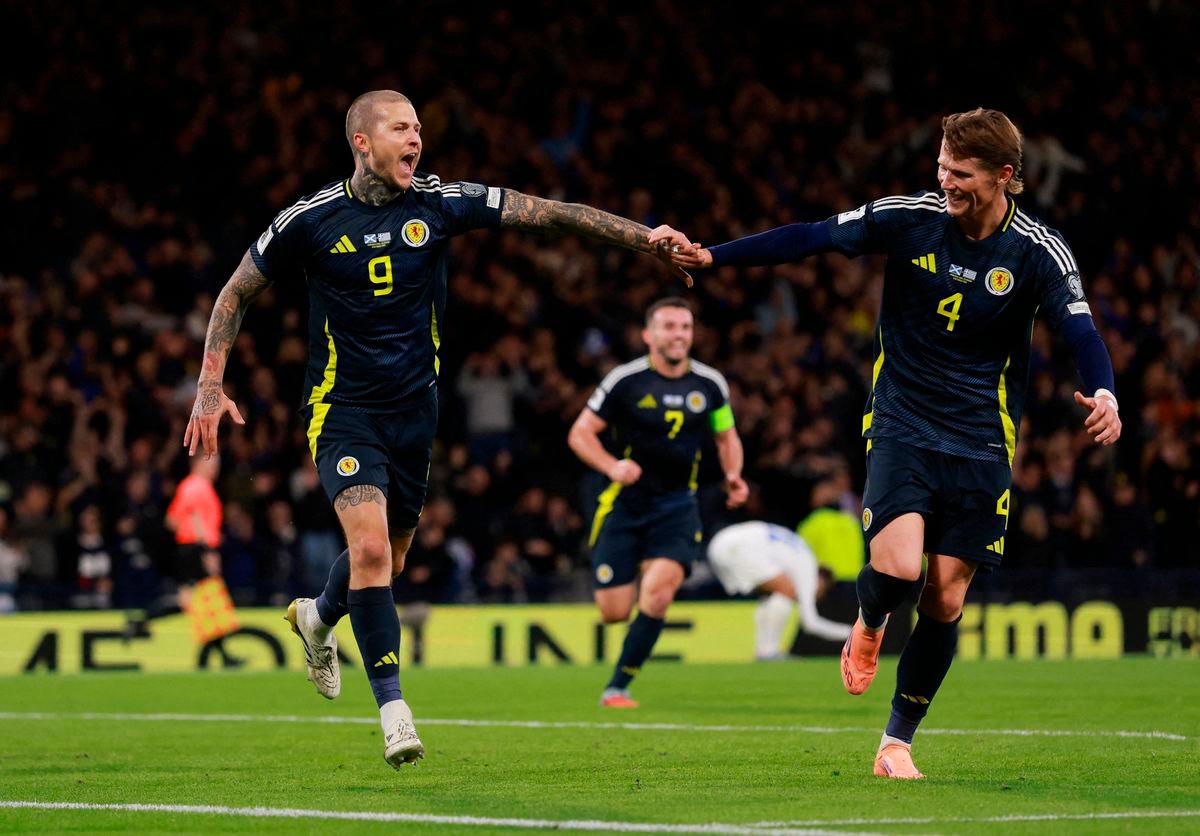 Scotland’s Lyndon Dykes celebrates scoring their third goal Action Images via Reuters/Lee Smith TPX IMAGES OF THE DAY