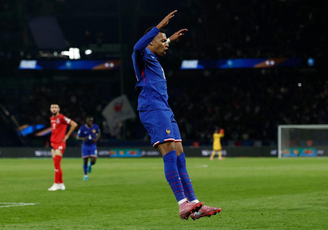 France’s Kylian Mbappe celebrates scoring their first goal. Reuterspix