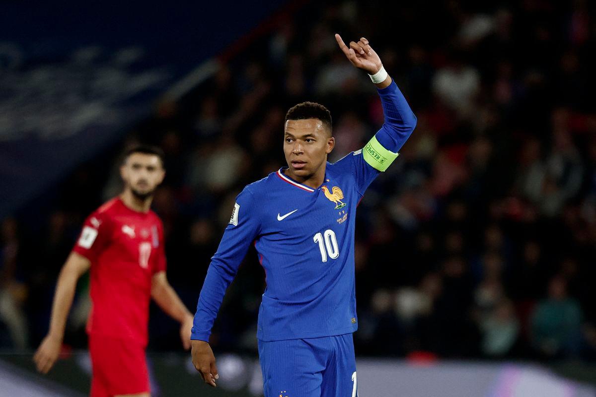Football - FIFA World Cup - UEFA Qualifiers - Group D - France v Azerbaijan - Parc des Princes, Paris, France - October 10, 2025France's Kylian Mbappe reacts - REUTERSPIX