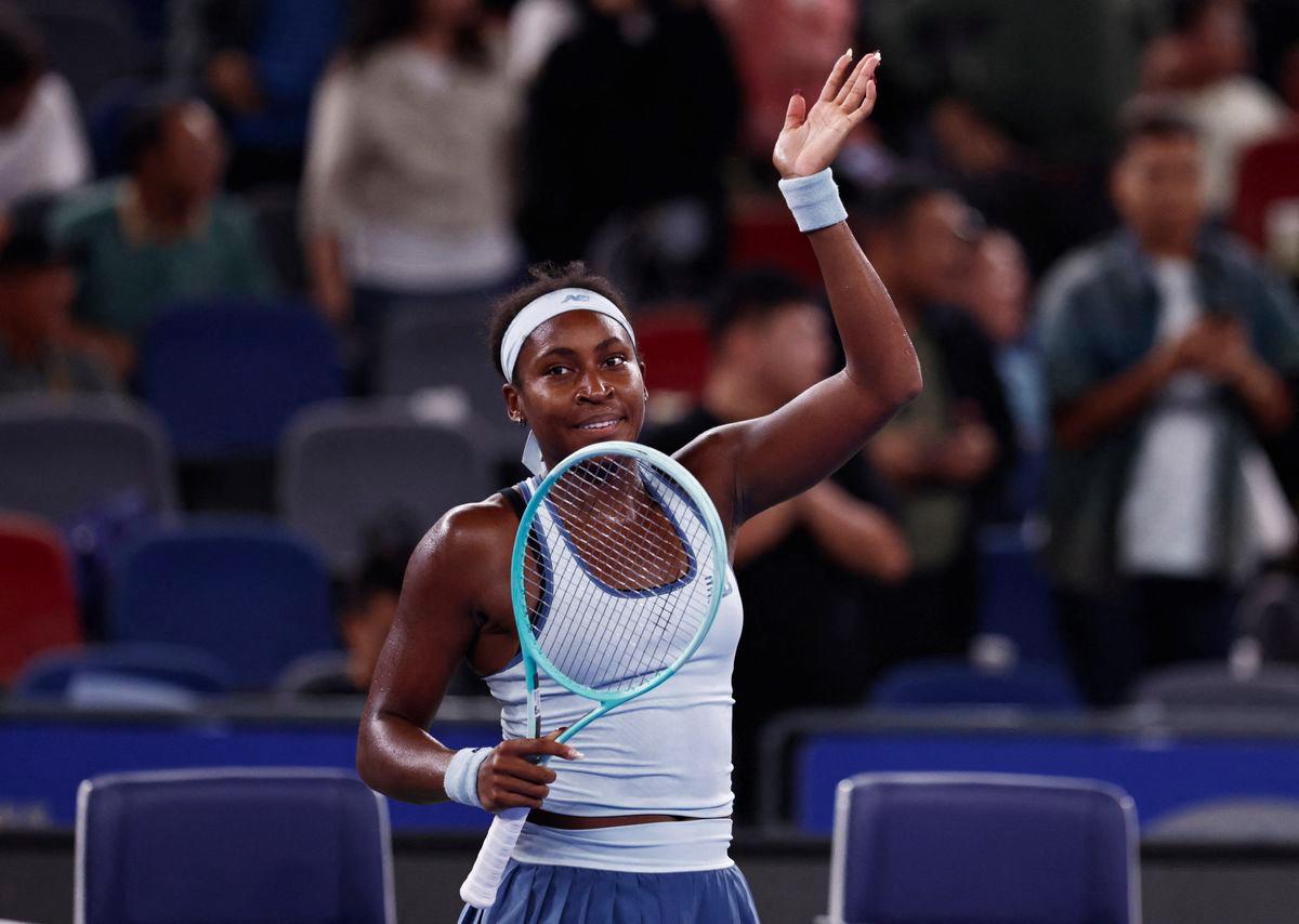 Tennis - WTA 1000 - Wuhan Open - Optics Valley International Tennis Center, Wuhan, China - October 11, 2025 Coco Gauff of the U.S. celebrates winning her semi final match against Italy's Jasmine Paolini - REUTERSPIX