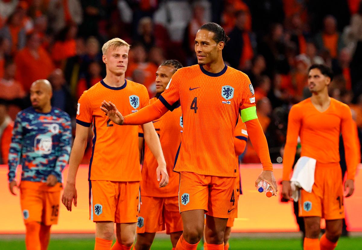 Netherlands’ Virgil van Dijk celebrates after the match. - REUTERS/Piroschka Van De Wouw