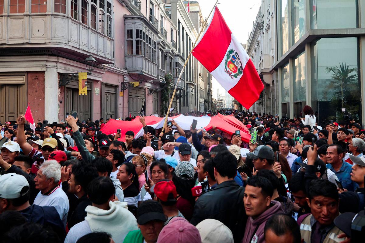 Protesters participate in a march organized by the youth collective Generation Z to express their discontent with the election of Peru's new President Jose Jeri, following the impeachment of former President Dina Boluarte by the Congress of the Republic, in Lima, Peru, October 12, 2025. - REUTERSPIX