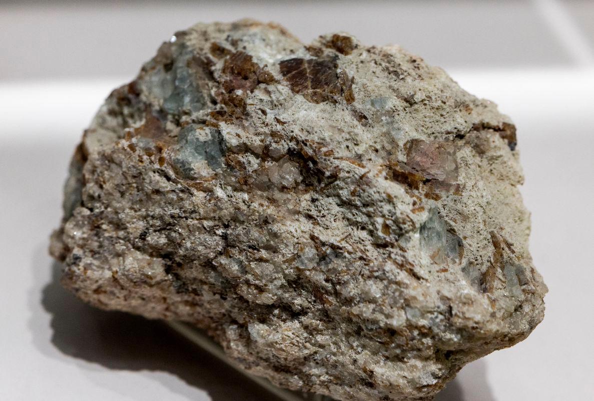 A sample of bastnaesite ore, a mineral used in the rare earth industry to extract elements such as cerium, lanthanum, and neodymium, is displayed at the Geological Museum of China in Beijing, China, October 14, 2025. - REUTERSPIX