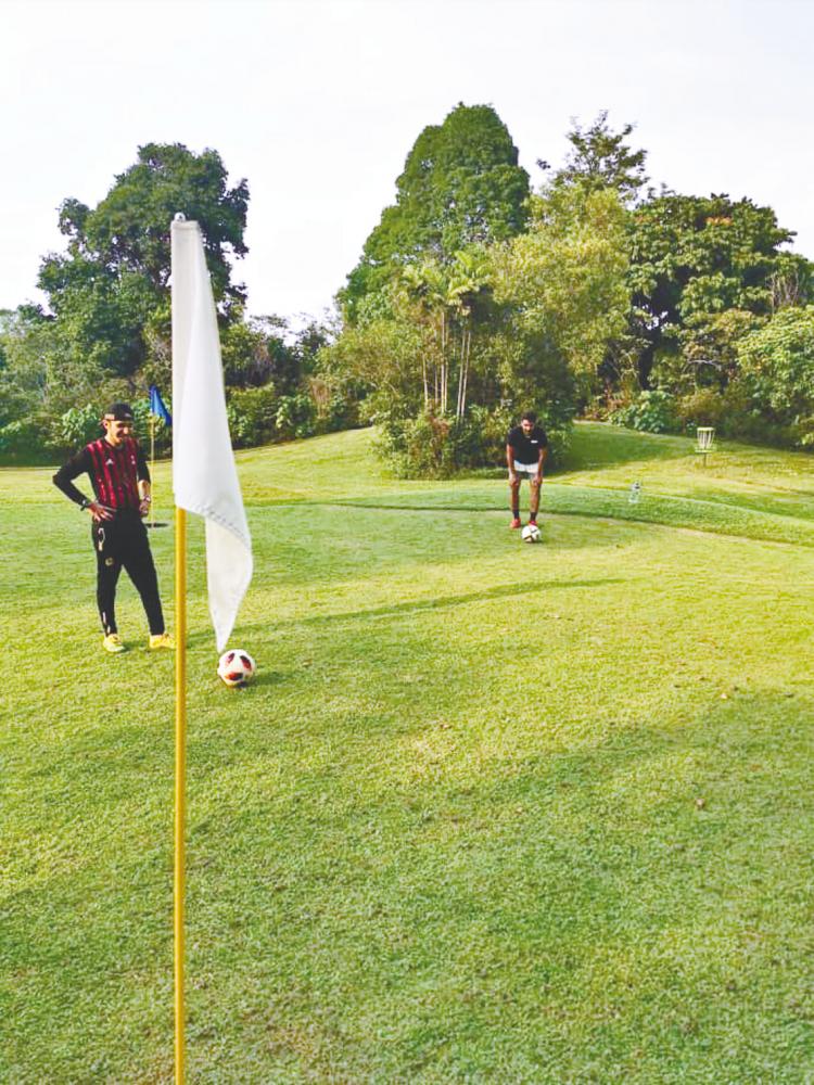 $!Footgolf combines elements of football with the vast space of the gold course. – Courtesy of Jeff Cottam