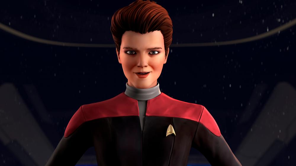 $!A hologram Janeway helps to guide the crew. – Paramount+