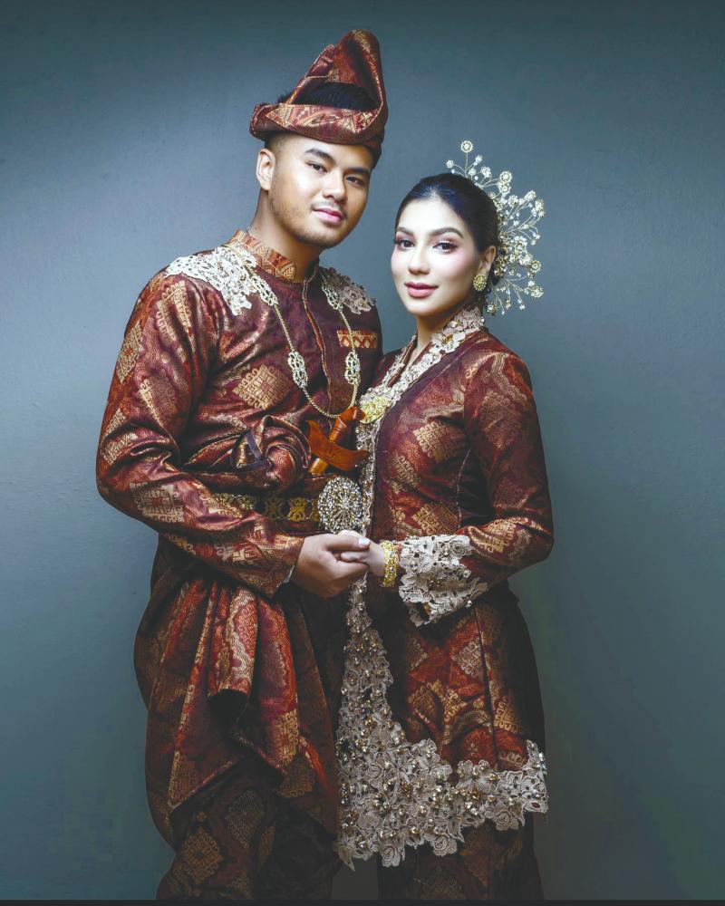 White songket sales wedding dress