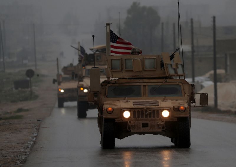 US military vehicles in the northern Syrian city of Manbij, which has long been held by the Kurdish-led Syrian Democratic Forces but is the target of a planned offensive by pro-Turkish forces. — AFP