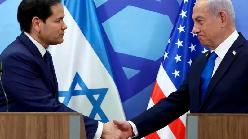 US Secretary of State Marco Rubio (L) and Israeli leader Benjamin Netanyahu said Hamas cannot continue as a military or political force in Gaza © Evelyn Hockstein / POOL/AFP