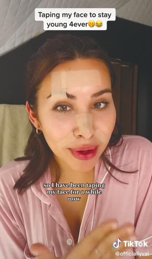 $!TikTok user @officiallyval says she uses Frownies to face tape, which are tested for safety and very gentle on the skin. – TIKTOK