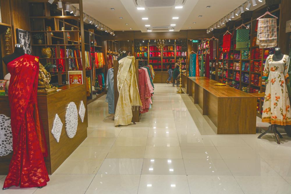 $!The inside of the Manjal Silk store.