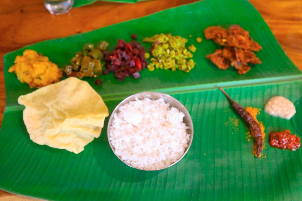 The vegetarian banana leaf meal. $!The vegetarian banana leaf meal.