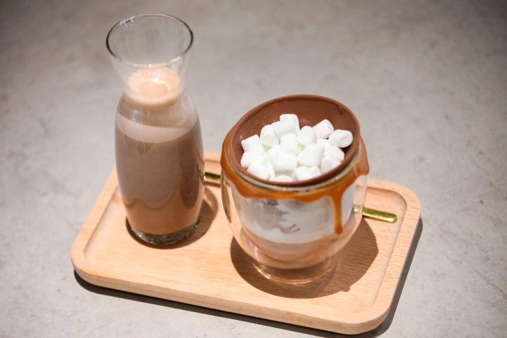 $!Cocoa Treats, marshmallow-topped, thick hot chocolate.