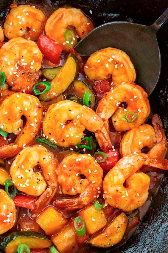 $!Sweet and sour prawns.