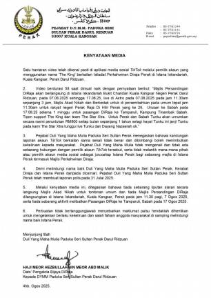 Credit: Pejabat Setiausaha Kerajaan Negeri Perak / FB