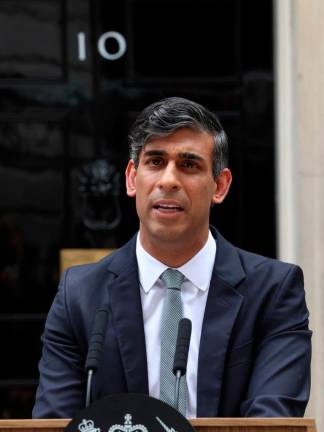 Outgoing British Prime Minister Rishi Sunak delivers a speech at Number 10 Downing Street, following the results of the elections, in London, Britain, July 5, 2024. REUTERSpix