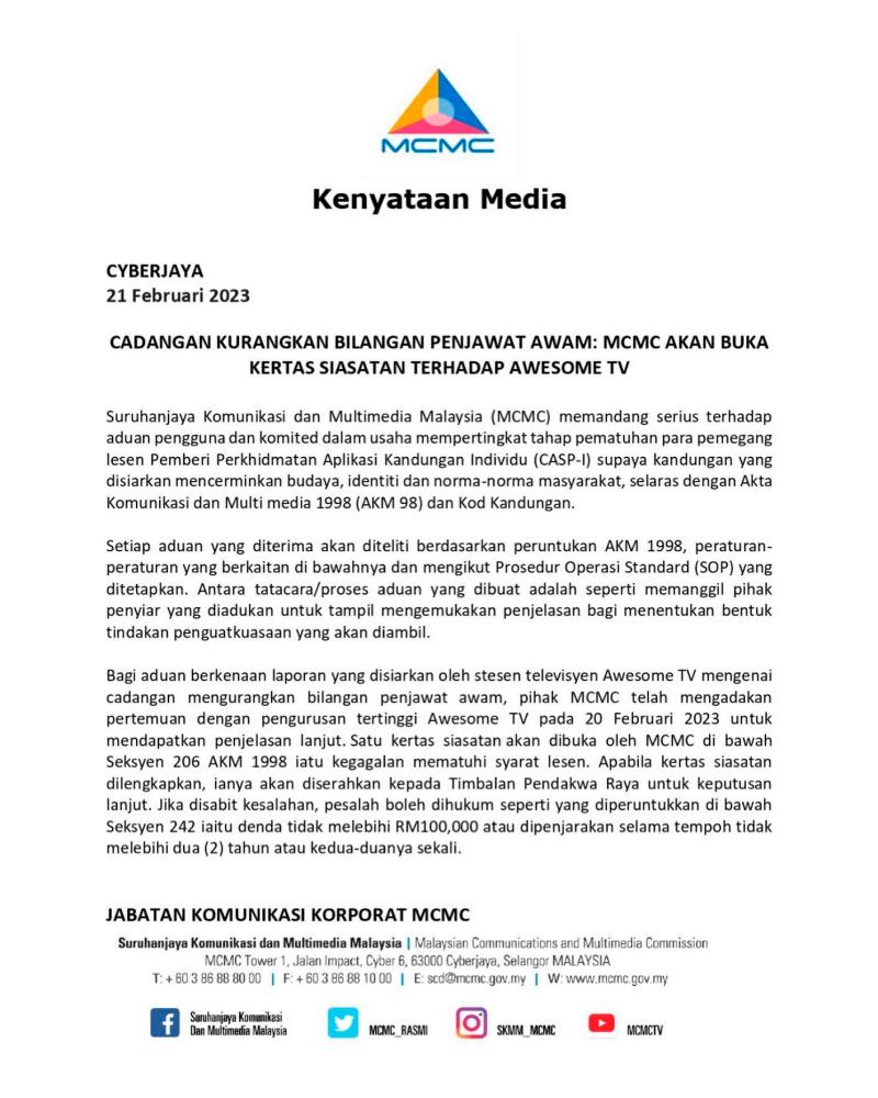 Ihsan gambar: Suruhanjaya Komunikasi dan Multimedia Malaysia FB