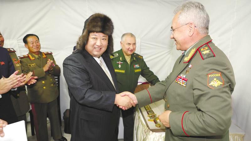 Kim shaking hands with Russia’s Defence Minister Sergei Shoigu during his visit to Vladivostok, Russia recently. – REUTERSPIC