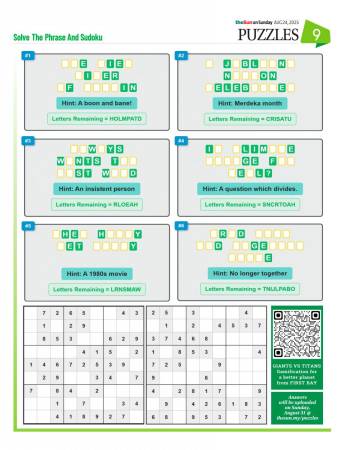 PUZZLES AUG 24, 2025