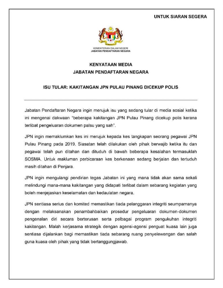 Pix credit: Jabatan Pendaftaran Negara, Malaysia FB