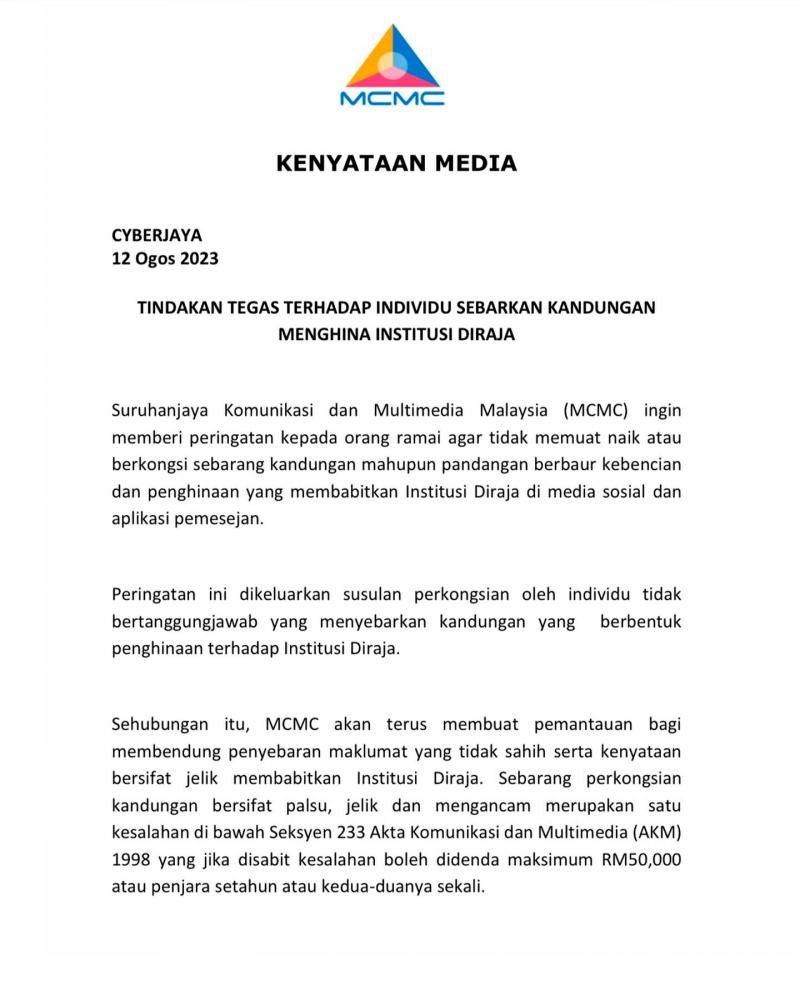 Pix credit: Suruhanjaya Komunikasi dan Multimedia Malaysia FB