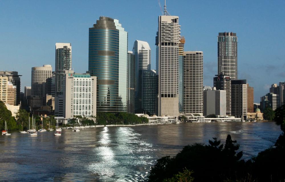 FILE PHOTO: The Brisbane River is seen flowing past the skyline of central Brisbane.-Reuters