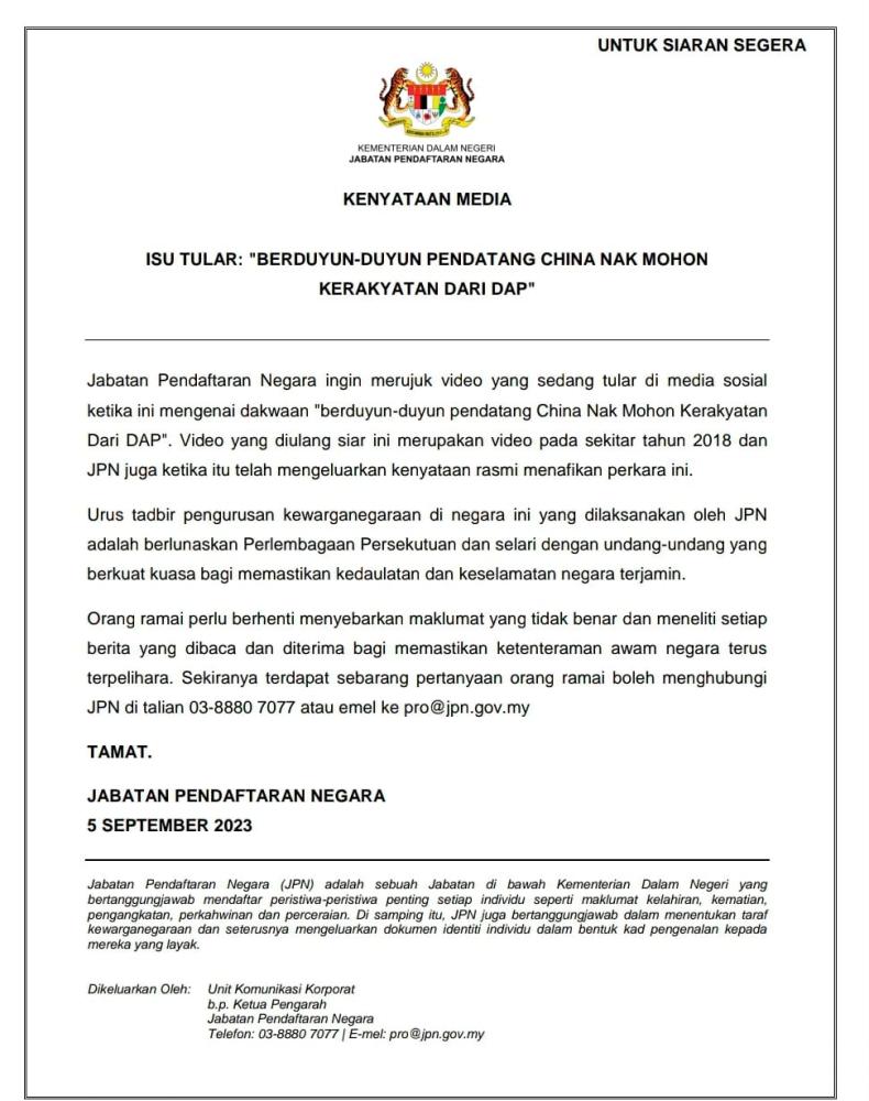 Pix credit: Jabatan Pendaftaran Negara, Malaysia FB