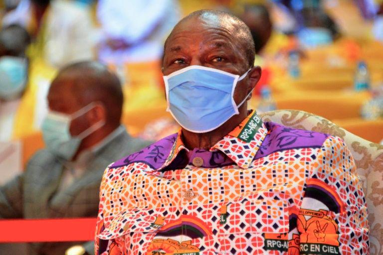 A third term? Guinean President Alpha Conde, pictured at a party convention in August. — AFP