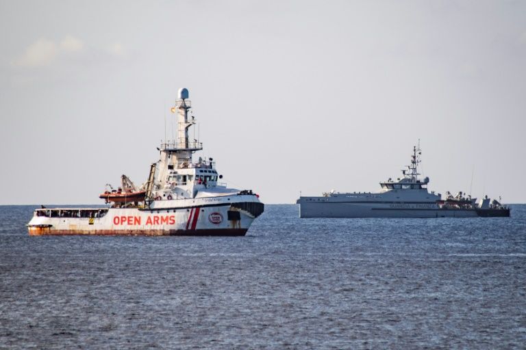 The Open Arms vessel has been anchored off Lampedusa since last week. — AFP