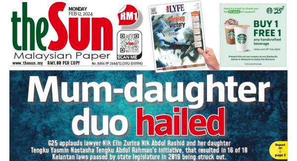 Front page headline in theSun on Monday.