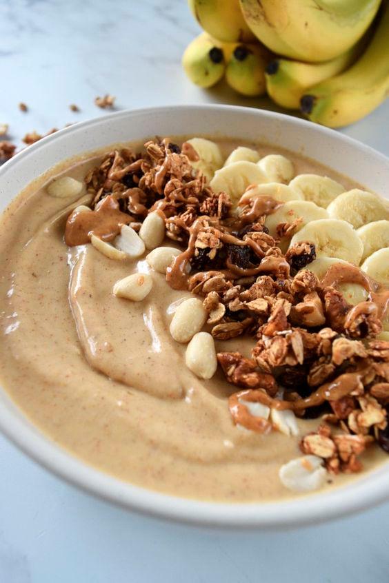 $!Peanut butter and banana smoothie bowl