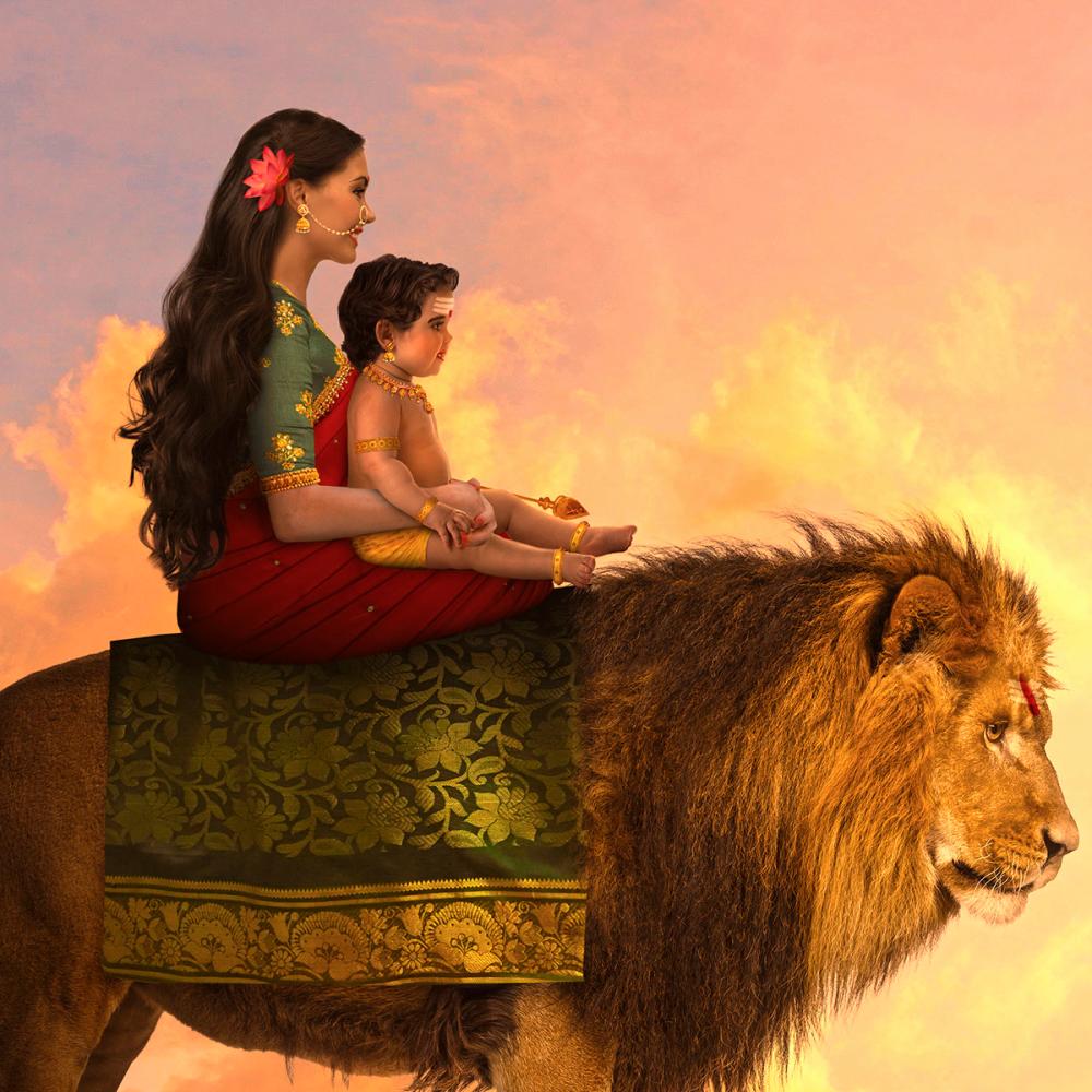 $!Goddess Parvati and Lord Murugan out for a sightseeing trip on her Vahana (vehicle), a lion. – Picture courtesy of Rames Harikrishnasamy