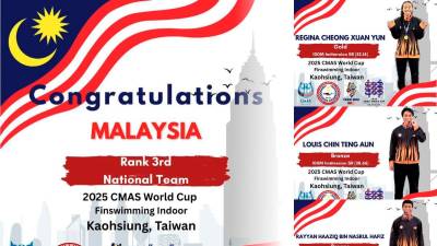 Malaysia finishes third overall at CMAS World Cup Finswimming 2025