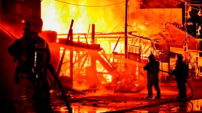 62 houses, mosque destroyed in water village in Tawau