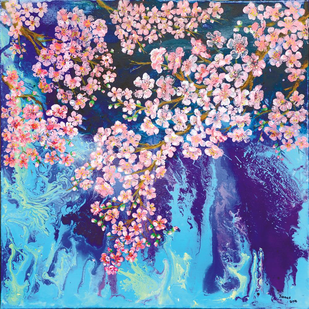 $!One of Janet’s paintings titled ‘Cherry Blossoms’. – PIC COURTESY OF JANET LEE GALLERY