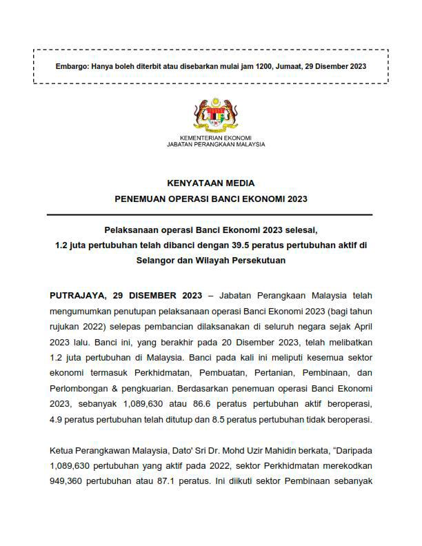 Pix credit: Department of Statistics, Malaysia FB