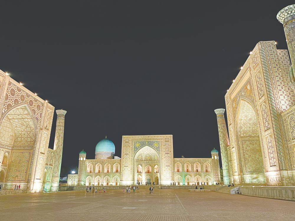 $!Samarkand Registan Square at night.