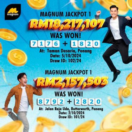 Two lucky Penangites strike over RM18m and RM2m respectively from Magnum 4D jackpot winnings