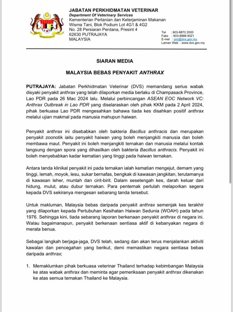 Pix credit: Jabatan Perkhidmatan Veterinar FB