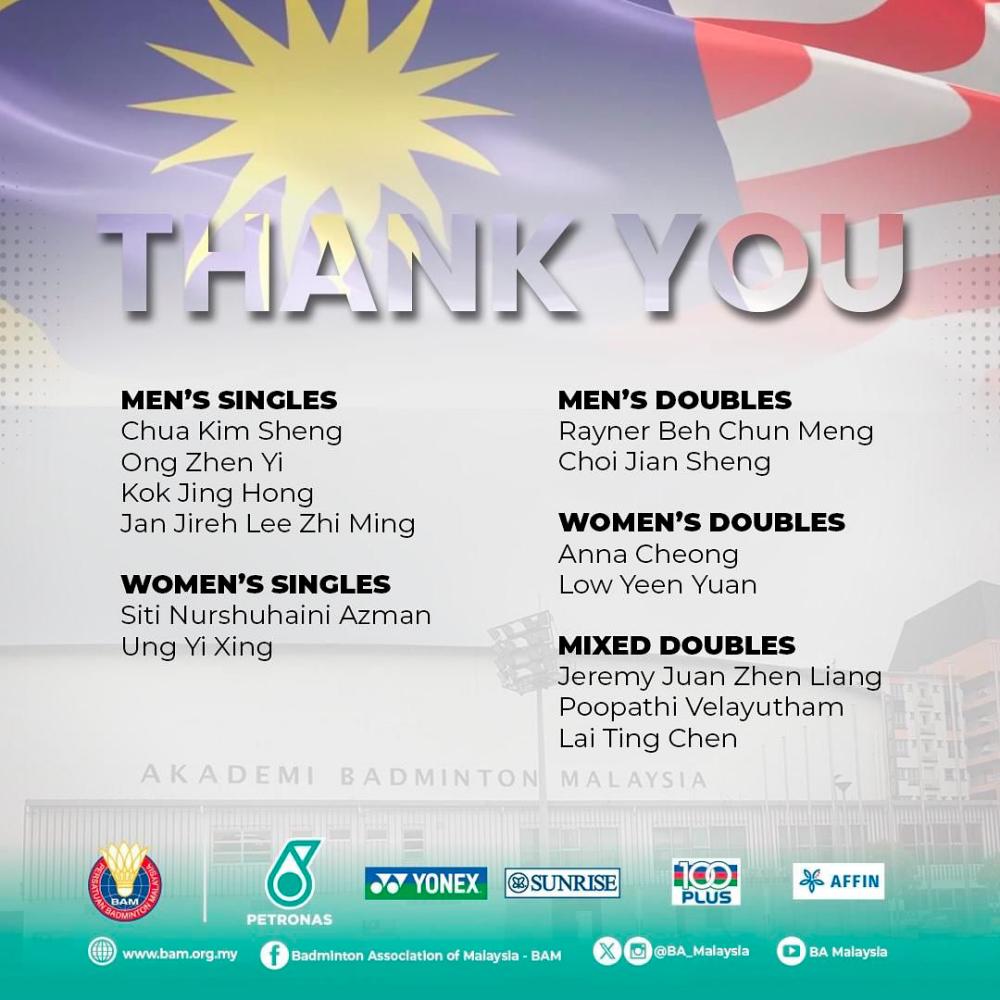 Credit - Badminton Association of Malaysia - BAM/FBPIX