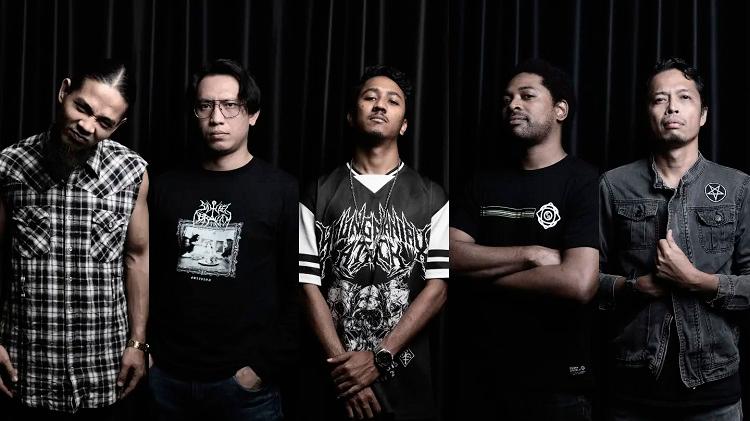 The band consists of (from left) Ahmad Yusof, Khalis Rozmi, Tajuddin, Christopher Mohd Yusuf Brown and Feisal Kassim. - PICS COURTESY OF EXHUMAN