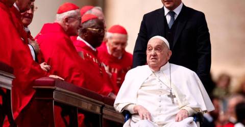 Pope Francis makes brief appearance after Palm Sunday service