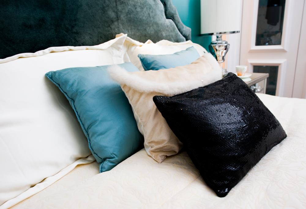 $!Throw pillows provide extra comfort for when you are sitting up in bed.