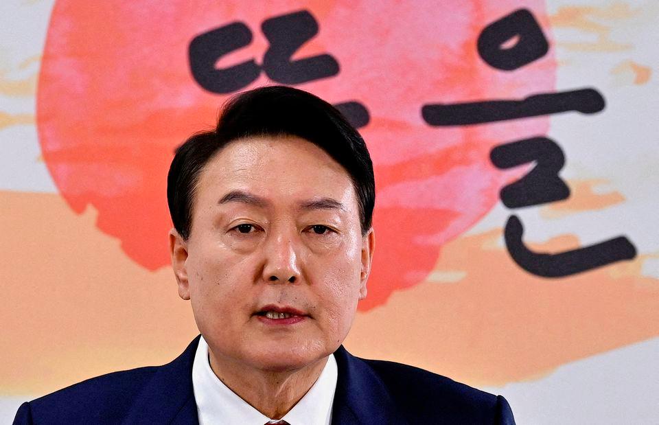 South Korea’s president-elect Yoon Suk-yeol speaks during a news conference to address his relocation plans of the presidential office, at his transition team office, in Seoul, South Korea. - REUTERSPIX