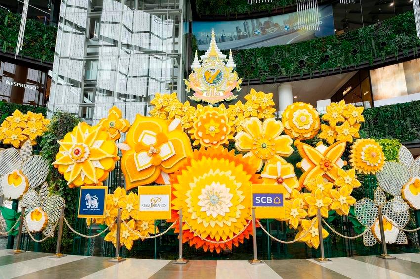 Exquisite floral installation art showcasing the “Yellow Star” or royal flower by Sakul Intakul.