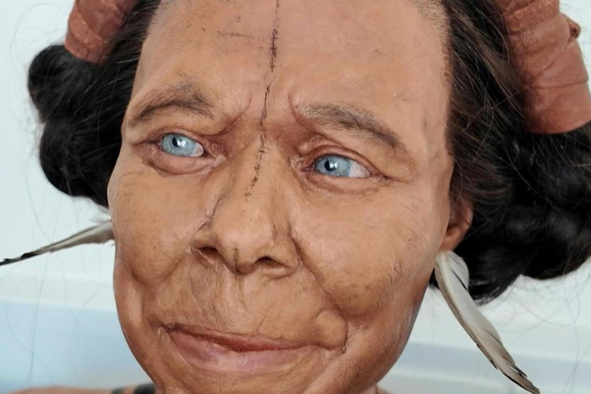 The reconstructed bust of Mos’anne, a woman who lived around 10,500 years ago. - AFP