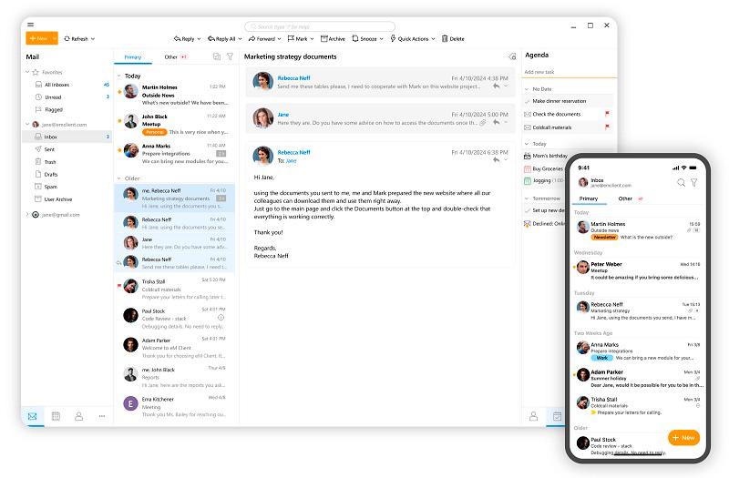 eM Client: the new version of the email app for Windows, Mac, Android and iOS incorporates AI tools.