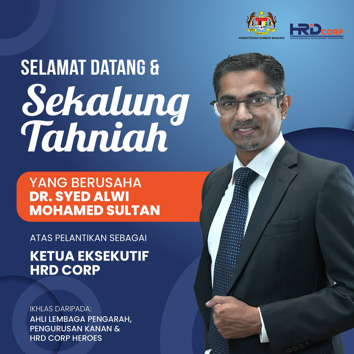 Newly appointed HRD Corp Chief Executive, Dr Syed Alwi Mohamed Sultan. - HRD Corp - Human Resource Development Corporation / Facebook