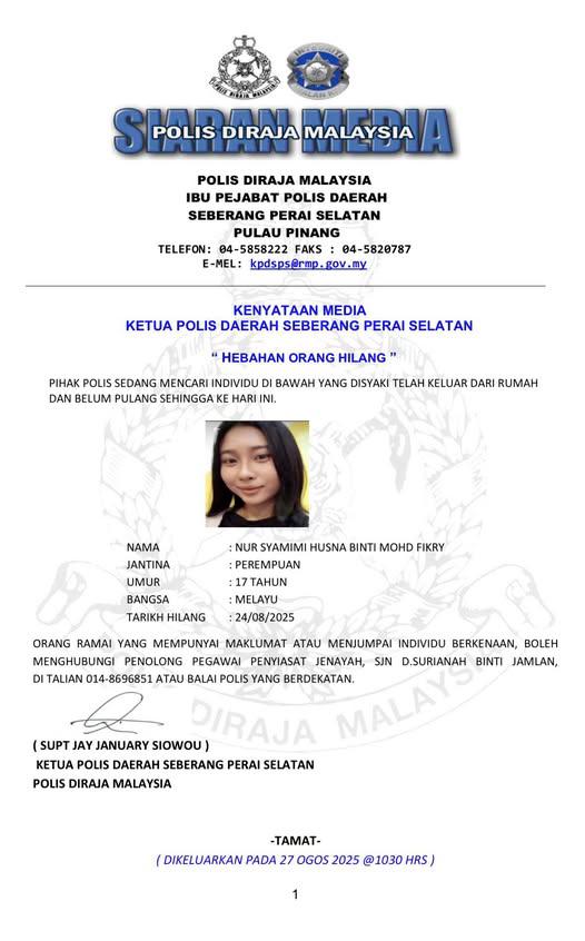Kredit - Ipd Seberang Perai Selatan /FB