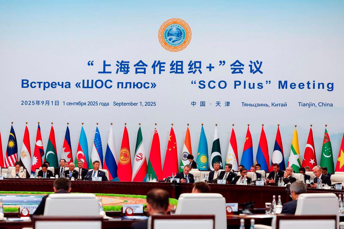Prime Minister Datuk Seri Anwar Ibrahim spoke during the Shanghai Cooperation Organisation (SCO) Plus 2025 meeting at Tianjin Meijiang Convention Centre - BERNAMAPIX