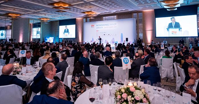 $!Hong Kong’s Financial Secretary, Paul Chan, delivers a keynote speech at the Hong Kong Dinner in London.